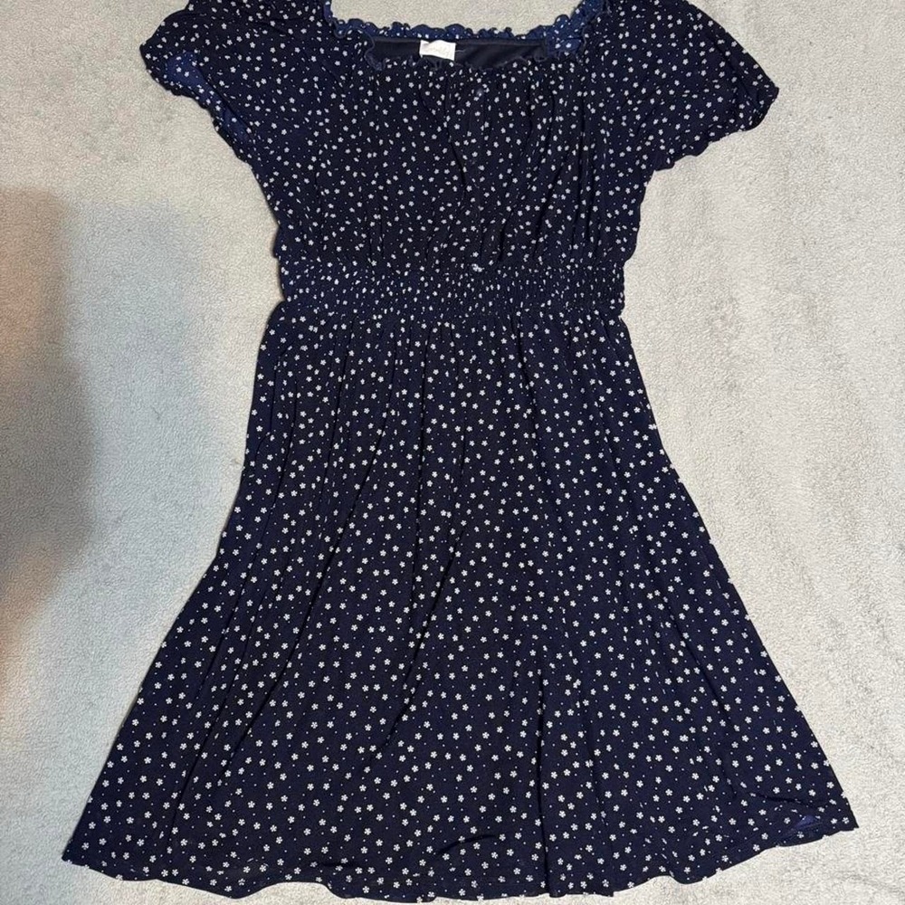 Sirenlily Floral Mini Dress Y2K Navy Blue